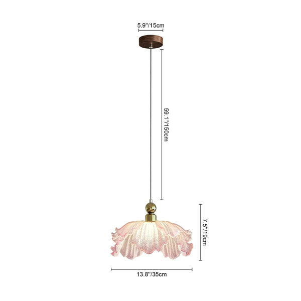 Thehouselights-Pink Floral Glass Pendant Lighting-Pendant-1-Light-