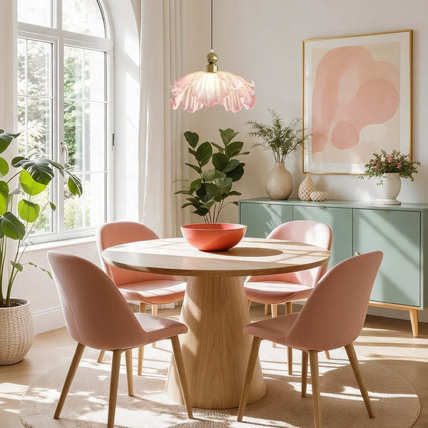 Thehouselights-Pink Floral Glass Pendant Lighting-Pendant-1-Light-