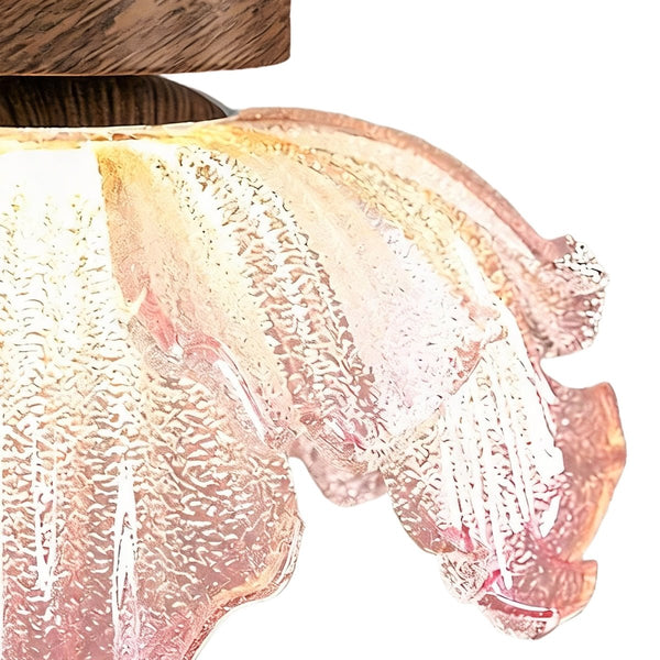 Thehouselights-Pink Floral Glass Semi Flush Mount-Ceiling Light-1-Light-