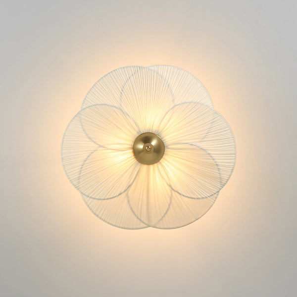 Thehouselights-Pleated Fabric Shade Flower Semi Flush Mount-Ceiling Light-3-Light-