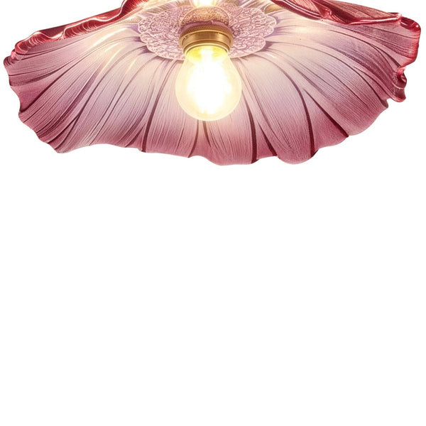 Thehouselights-Purple Lotus Floral Glass Semi Flush Mount-Ceiling Light-1-Light-