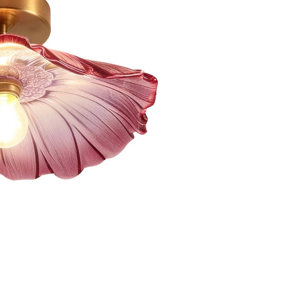 Thehouselights-Purple Lotus Floral Glass Semi Flush Mount-Ceiling Light-1-Light-