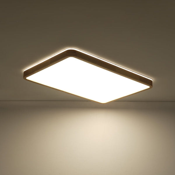 Thehouselights - Rectangle Dimmable LED Wooden Flush Mount Ceiling - Flush Mount - Wooden - 