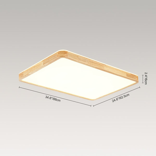 Thehouselights - Rectangle Dimmable LED Wooden Flush Mount Ceiling - Flush Mount - Wooden - 