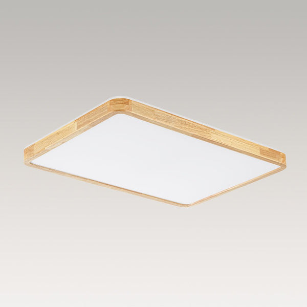 Thehouselights - Rectangle Dimmable LED Wooden Flush Mount Ceiling - Flush Mount - Wooden - 