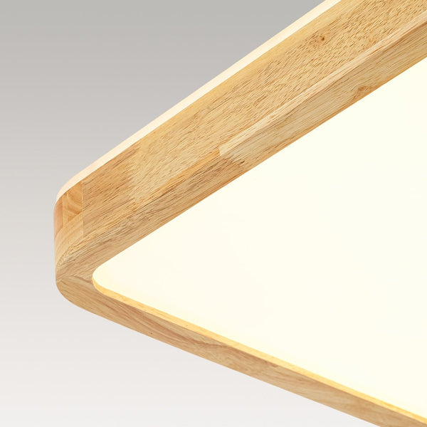Thehouselights - Rectangle Dimmable LED Wooden Flush Mount Ceiling - Flush Mount - Wooden - 