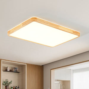 Thehouselights - Rectangle Dimmable LED Wooden Flush Mount Ceiling - Flush Mount - Wooden - 