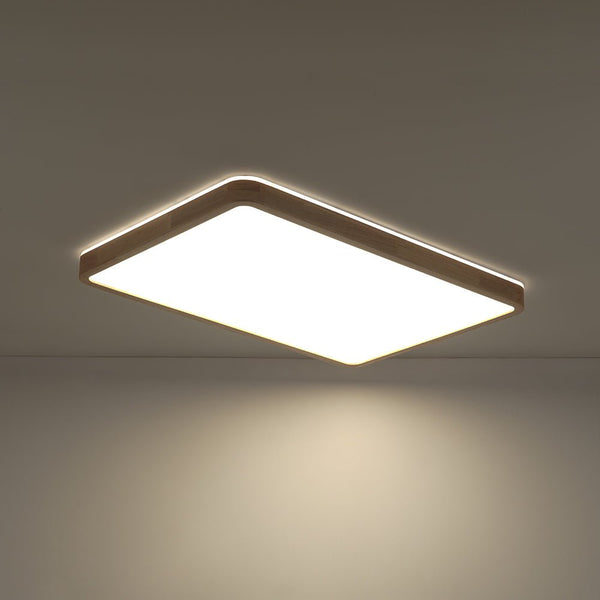 Thehouselights - Rectangle Dimmable LED Wooden Flush Mount Ceiling - Flush Mount - Wooden - 