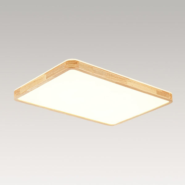 Thehouselights - Rectangle Dimmable LED Wooden Flush Mount Ceiling - Flush Mount - Wooden - 