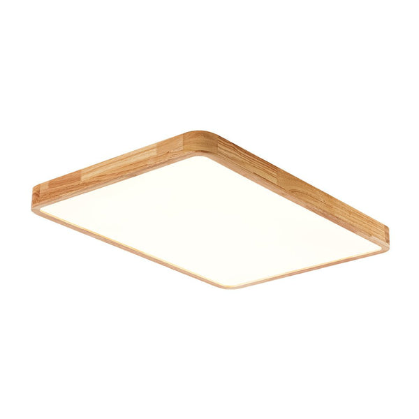 Thehouselights - Rectangle Wooden LED Flush Mount Ceiling Light - Flush Mount - 6000K (Cool White) - 