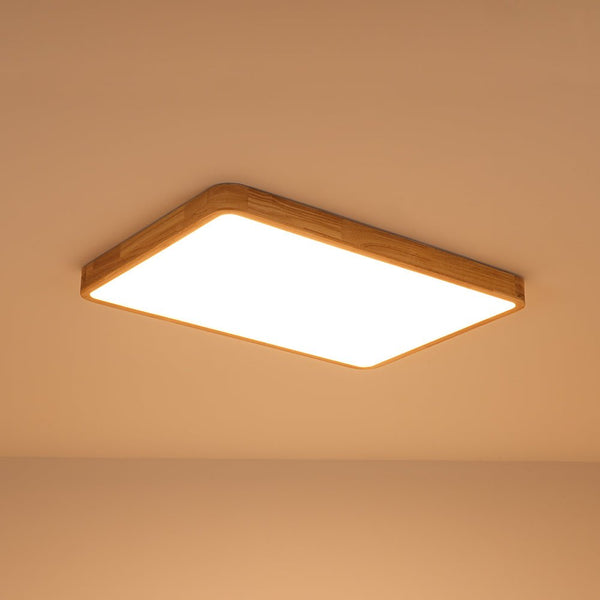Thehouselights - Rectangle Wooden LED Flush Mount Ceiling Light - Flush Mount - 6000K (Cool White) - 