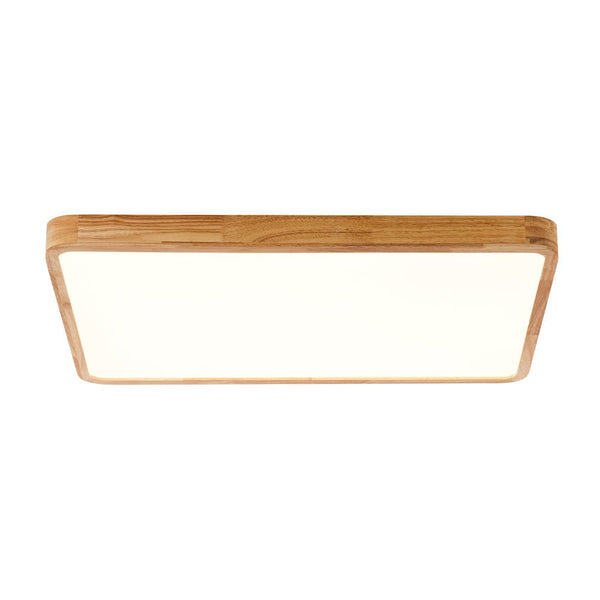 Thehouselights - Rectangle Wooden LED Flush Mount Ceiling Light - Flush Mount - 6000K (Cool White) - 