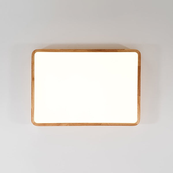 Thehouselights - Rectangle Wooden LED Flush Mount Ceiling Light - Flush Mount - 6000K (Cool White) - 