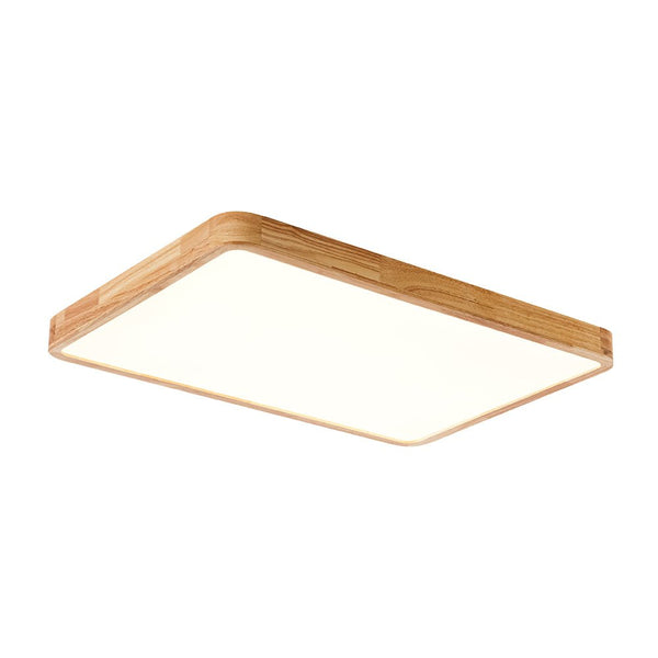 Thehouselights - Rectangle Wooden LED Flush Mount Ceiling Light - Flush Mount - 6000K (Cool White) - 