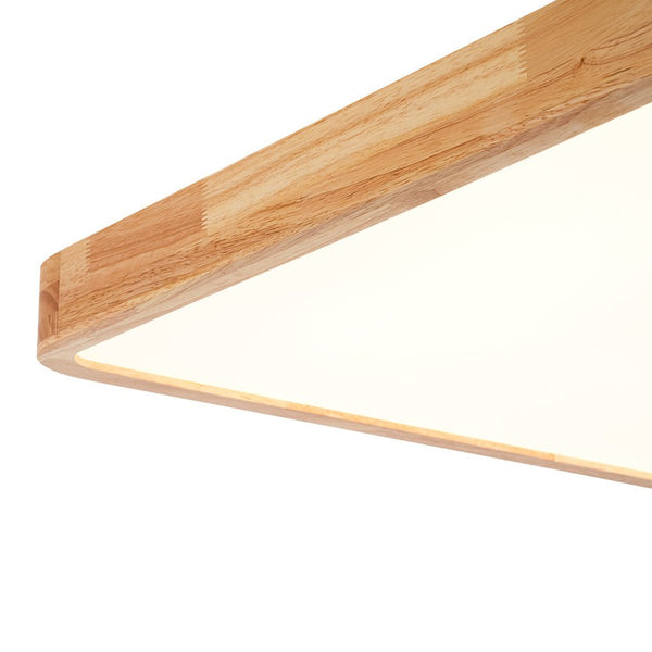 Thehouselights - Rectangle Wooden LED Flush Mount Ceiling Light - Flush Mount - 6000K (Cool White) - 