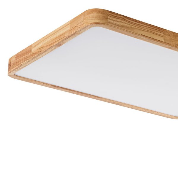 Thehouselights - Rectangle Wooden LED Flush Mount Ceiling Light - Flush Mount - 6000K (Cool White) - 
