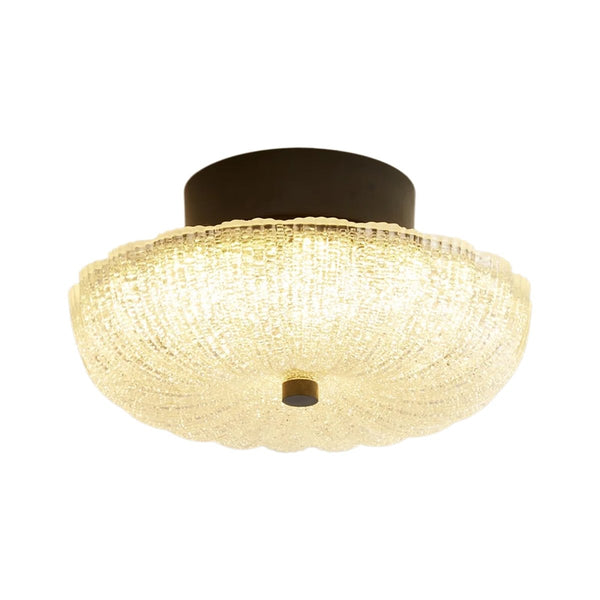 Thehouselights-Scalloped Glass LED Semi Flush Mount-Flush Mount-Brass-