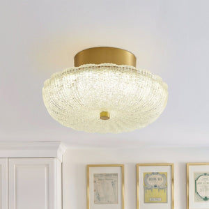 Thehouselights-Scalloped Glass LED Semi Flush Mount-Flush Mount-Brass-