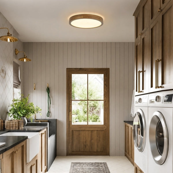 Thehouselights-Scandinavian LED Dimmable Walnut Flush Mount Light-Flush Mount-40 cm.-