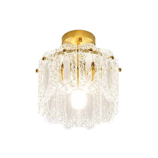 Thehouselights-Sculpture Glass LED Semi Flush Mount-Flush Mount-Brass-