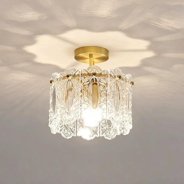 Thehouselights-Sculpture Glass LED Semi Flush Mount-Flush Mount-Brass-
