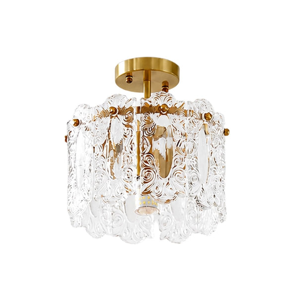 Thehouselights-Sculpture Glass LED Semi Flush Mount-Flush Mount-Brass-