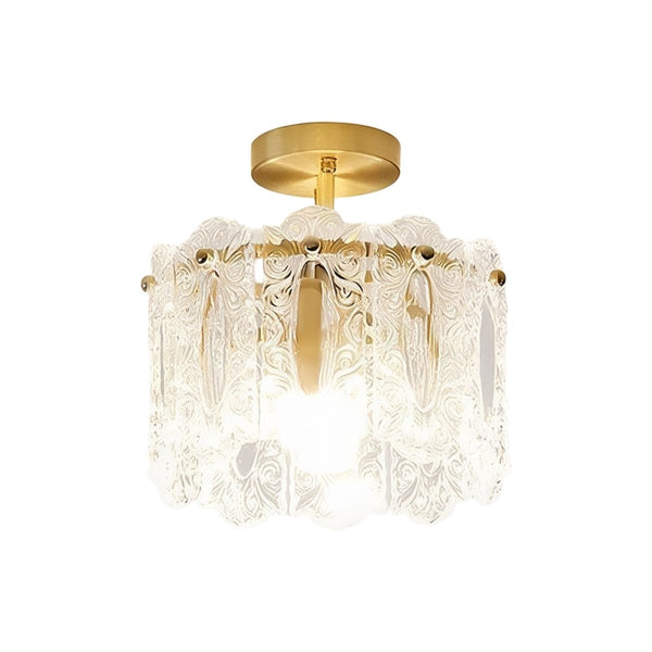 Thehouselights-Sculpture Glass LED Semi Flush Mount-Flush Mount-Brass-