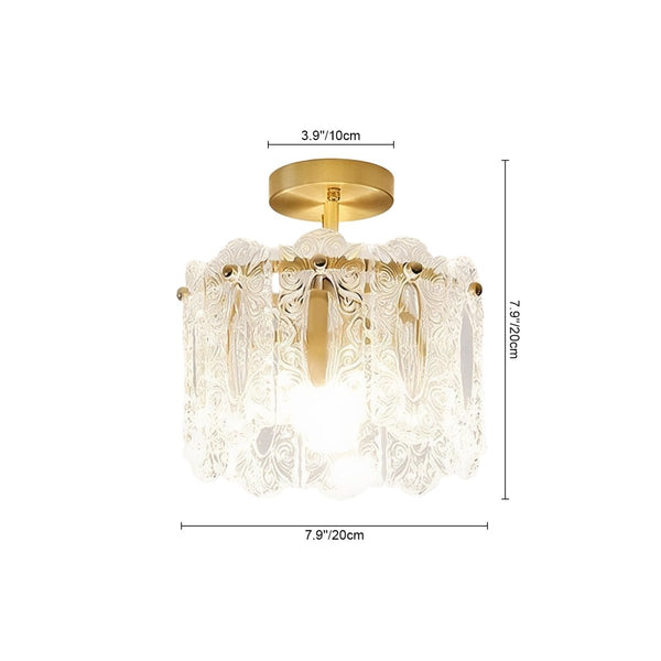 Thehouselights-Sculpture Glass LED Semi Flush Mount-Flush Mount-Brass-