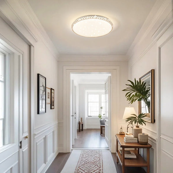 Thehouselights - Shining Crystal - inspired Glass Chandelier Flush Mount Ceiling - Ceiling Light - 30 cm. - 