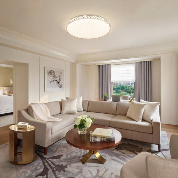 Thehouselights - Shining Crystal - inspired Glass Chandelier Flush Mount Ceiling - Ceiling Light - 50 cm. - 