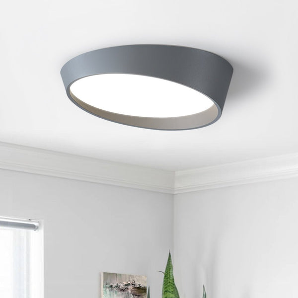 Thehouselights-Slant Shape LED Flush Mount Truncated Cone Ceiling Light-Ceiling Light-Warm White-Gray