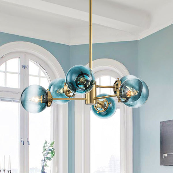 Blue Bubble Pendants Sputnik Blue Glass Globe Bubble Chandelier