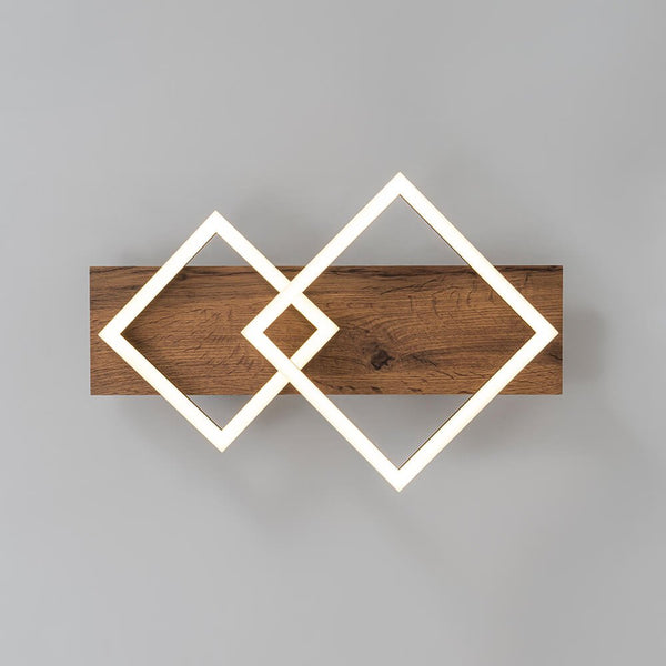 Thehouselights - Square LED Walnut Wood Grain Flush Mount - Ceiling Light - 1 - Light - 