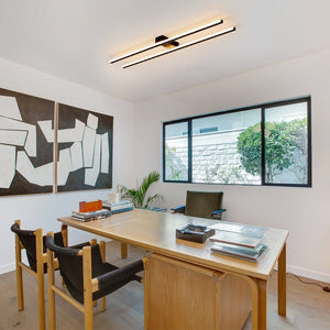 Thehouselights - Two Strips LED Black Flush Mount - Ceiling Light - 2 - Light - 