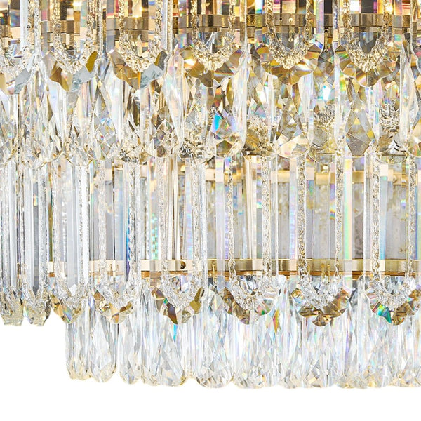 Thehouselights - Two - tier Crystal Glass Chandelier Raindrop Flush Mount Ceiling - Ceiling Light - 80 cm. - 