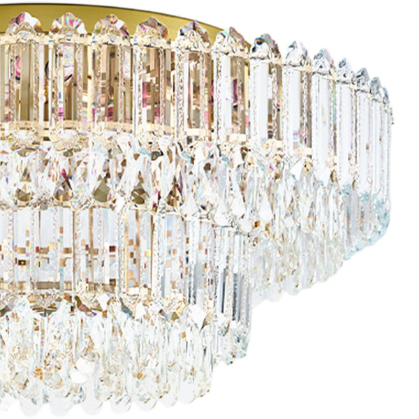 Thehouselights - Two - tier Crystal Glass Chandelier Raindrop Flush Mount Ceiling - Ceiling Light - 80 cm. - 
