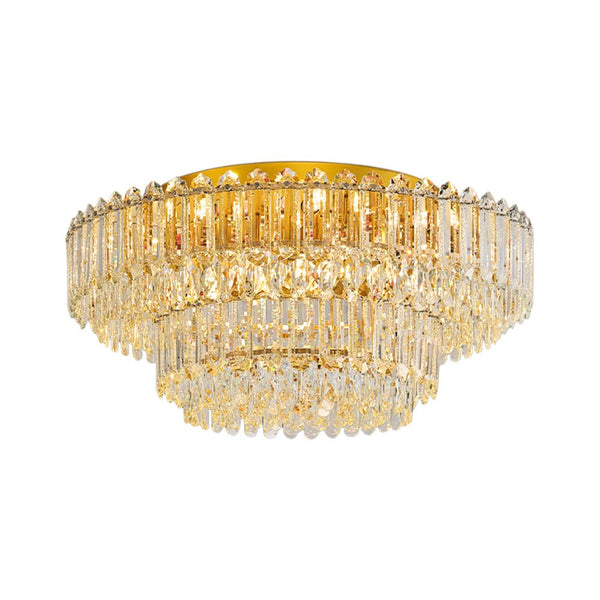 Thehouselights - Two - tier Crystal Glass Chandelier Raindrop Flush Mount Ceiling - Ceiling Light - 80 cm. - 