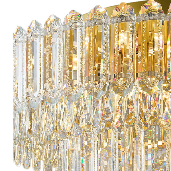 Thehouselights - Two - tier Crystal Glass Chandelier Raindrop Flush Mount Ceiling - Ceiling Light - 80 cm. - 