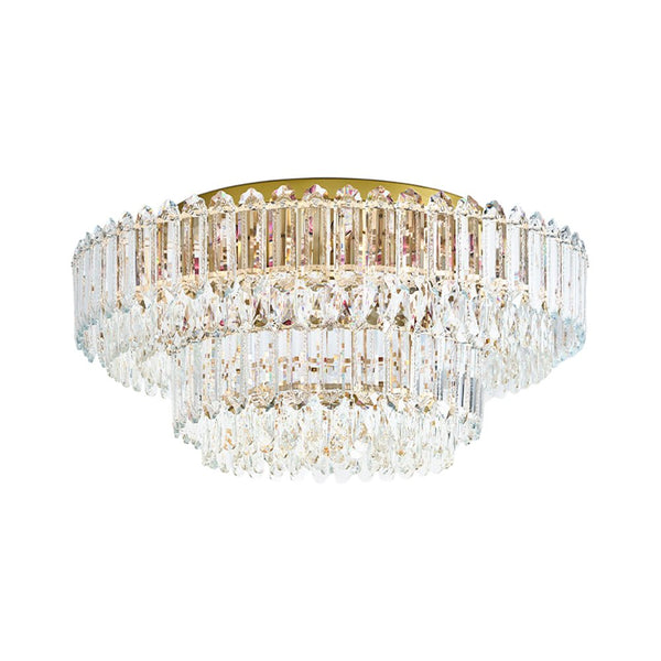 Thehouselights - Two - tier Crystal Glass Chandelier Raindrop Flush Mount Ceiling - Ceiling Light - 80 cm. - 
