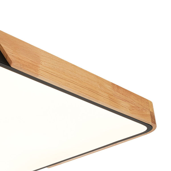 Thehouselights - Wooden Rectangle Dimmable LED Flush Mount Ceiling Light - Flush Mount - White - 