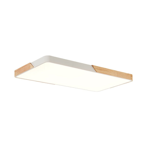Thehouselights - Wooden Rectangle Dimmable LED Flush Mount Ceiling Light - Flush Mount - White - 
