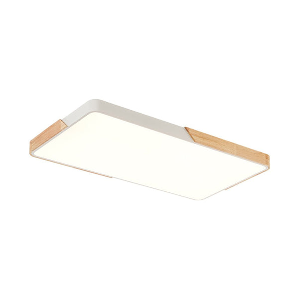 Thehouselights - Wooden Rectangle Dimmable LED Flush Mount Ceiling Light - Flush Mount - White - 