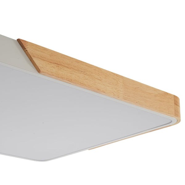 Thehouselights - Wooden Rectangle Dimmable LED Flush Mount Ceiling Light - Flush Mount - White - 