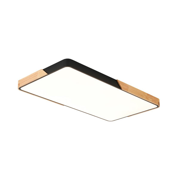 Thehouselights - Wooden Rectangle Dimmable LED Flush Mount Ceiling Light - Flush Mount - White - 