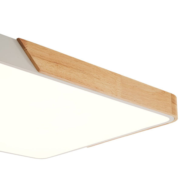 Thehouselights - Wooden Rectangle Dimmable LED Flush Mount Ceiling Light - Flush Mount - White - 