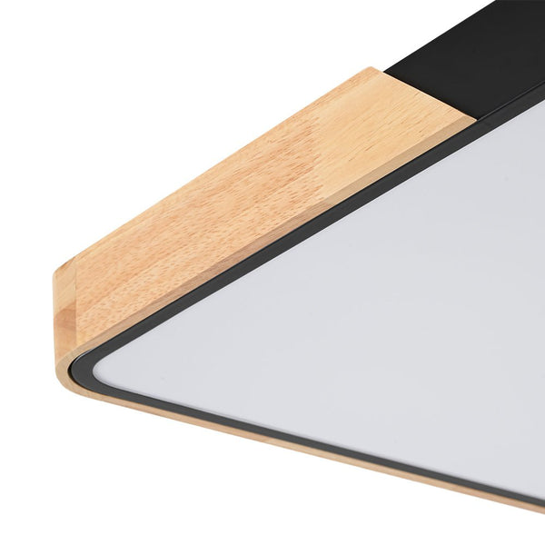 Thehouselights - Wooden Rectangle Dimmable LED Flush Mount Ceiling Light - Flush Mount - White - 