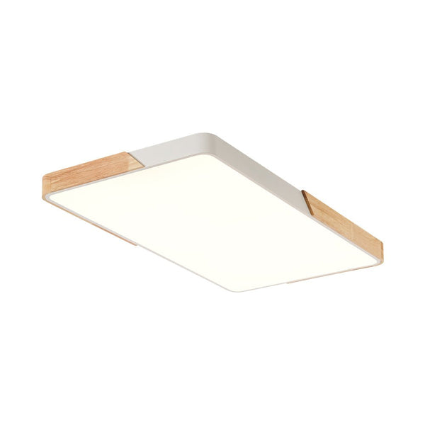 Thehouselights - Wooden Rectangle Dimmable LED Flush Mount Ceiling Light - Flush Mount - White - 