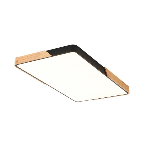 Thehouselights - Wooden Rectangle Dimmable LED Flush Mount Ceiling Light - Flush Mount - White - 