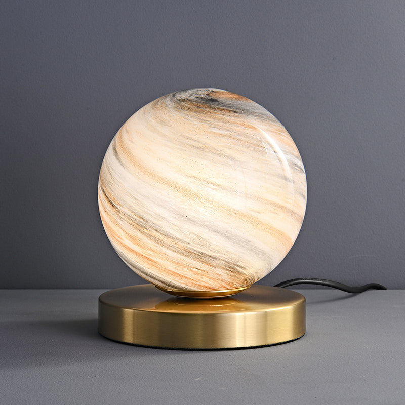 Ball Table Lamp with Marble Glass Shade