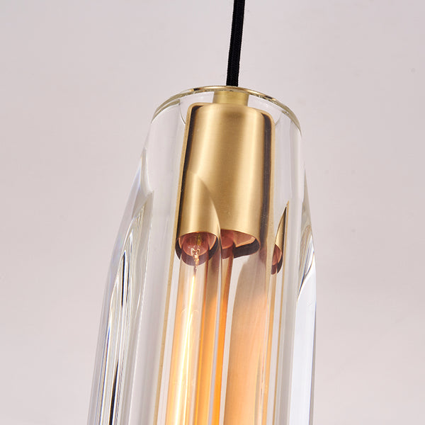 Slender Cylinder Pendant Lighting with Crystal Shade